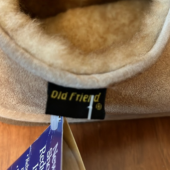 Old Friend Beige Peep Toe Strap Sheepskin Fur Slippers Size 9-10 W - Picture 2 of 8